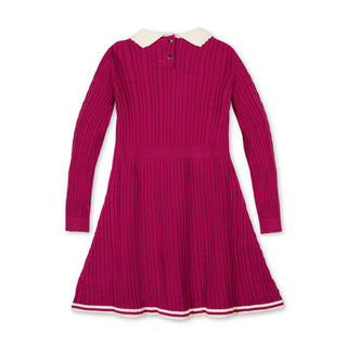 GIRLS Vivid Pink Organic Collared French Cable Sweater Dress