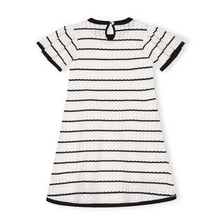 GIRLS Black Scallop Organic Bow Detail Pointelle Sweater Dress