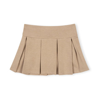 GIRLS Camel Heather Ponte Pleated Skort