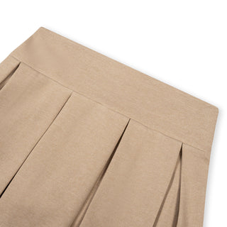 GIRLS Camel Heather Ponte Pleated Skort