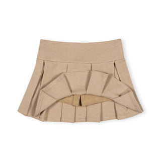 GIRLS Camel Heather Ponte Pleated Skort