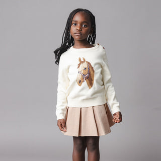 GIRLS Camel Heather Ponte Pleated Skort