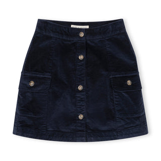 GIRLS Navy Organic Corduroy Button Front Skirt