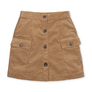 GIRLS Medium Brown Organic Corduroy Button Front Skirt