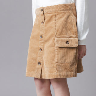 GIRLS Medium Brown Organic Corduroy Button Front Skirt