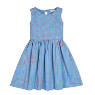 GIRLS Blueberry Plaid Organic Button Back Party Dress