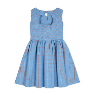 GIRLS Blueberry Plaid Organic Button Back Party Dress