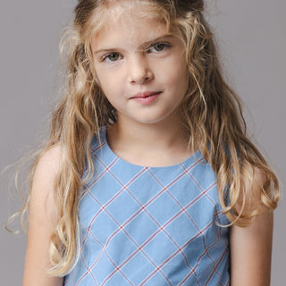 GIRLS Blueberry Plaid Organic Button Back Party Dress