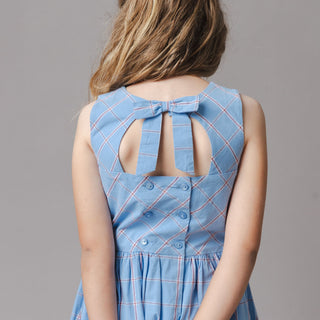 GIRLS Blueberry Plaid Organic Button Back Party Dress