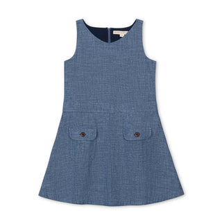 GIRLS Chambray Organic V-Neck Chambray Jumper