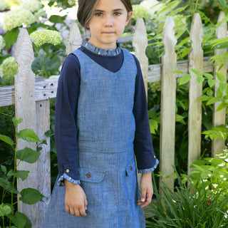 GIRLS Chambray Organic V-Neck Chambray Jumper