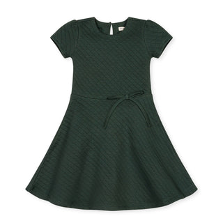 GIRLS Dark Green Heather Quilted Quilted Knit Skater Dress