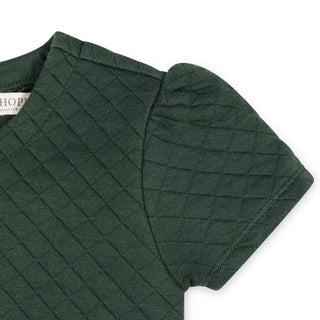 GIRLS Dark Green Heather Quilted Quilted Knit Skater Dress