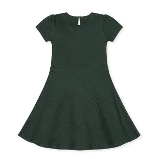 GIRLS Dark Green Heather Quilted Quilted Knit Skater Dress