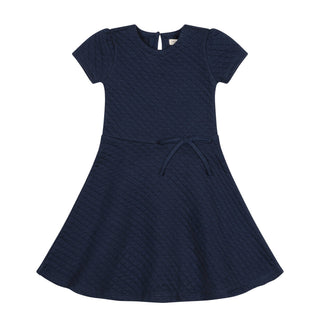 GIRLS Navy Quilted Quilted Knit Skater Dress