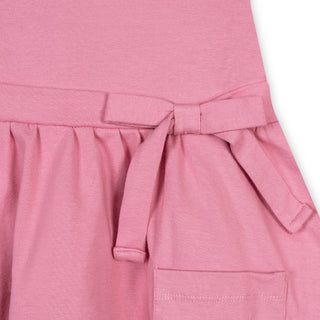GIRLS Rose Pink Organic Ruffle Neck Knit Dress