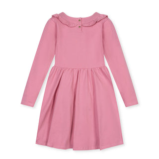GIRLS Rose Pink Organic Ruffle Neck Knit Dress