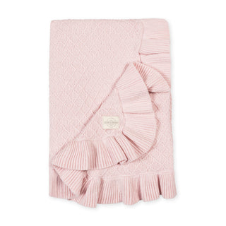 LAYETTE Pale Pink Ruffle Organic Ruffle Edge Baby Blanket