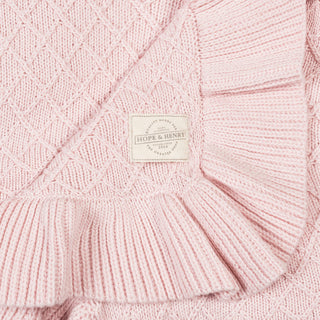 LAYETTE Pale Pink Ruffle Organic Ruffle Edge Baby Blanket