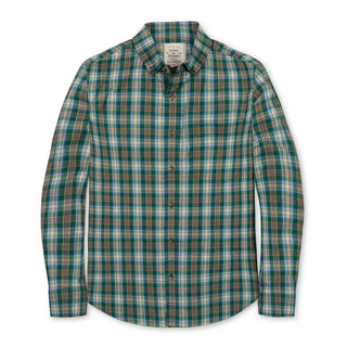 MENS Green Classic Plaid Organic Stretch Poplin Shirt