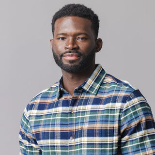MENS Navy Cottage Plaid Organic Flannel Shirt