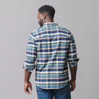 MENS Navy Cottage Plaid Organic Flannel Shirt