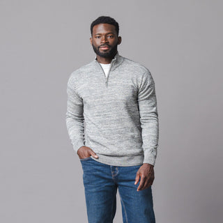 MENS Black Space Dye Organic Half Zip Pullover