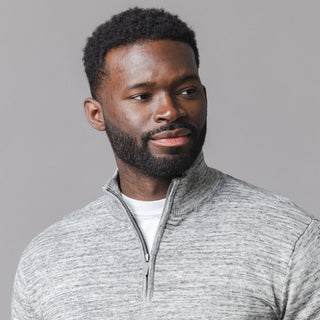MENS Black Space Dye Organic Half Zip Pullover