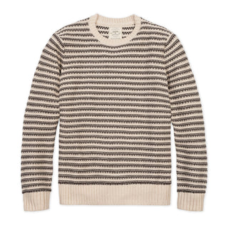MENS Chocolate and Tan Stripe Organic Crew Neck Sweater