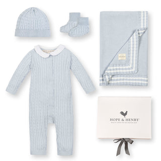 Organic Peter Pan Collar Romper 4-Piece Boxed Gift Set