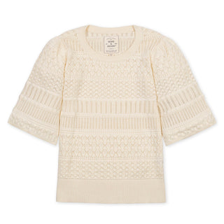 WOMENS Ivory Special Stitch Organic Bell Sleeve Sweater Top