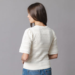 WOMENS Ivory Special Stitch Organic Bell Sleeve Sweater Top