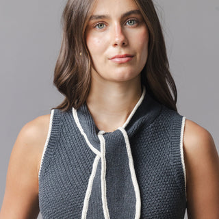 WOMENS Charcoal Heather Organic Tie-Neck Sweater Tank