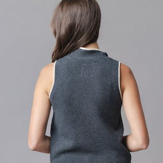 WOMENS Charcoal Heather Organic Tie-Neck Sweater Tank