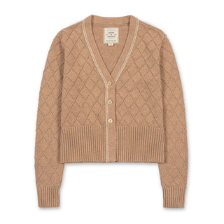 WOMENS Camel Heather Organic V-Neck Cardigan