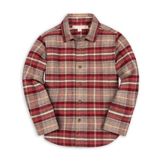 BOYS Rosy Taupe Plaid Organic Flannel Shirt