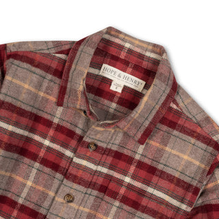 BOYS Rosy Taupe Plaid Organic Flannel Shirt