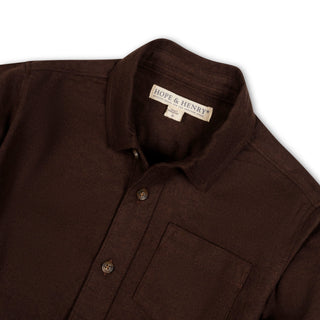 BOYS Chocolate Heather Organic Flannel Shirt with Elbow Patches