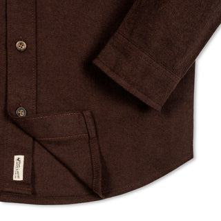 BOYS Chocolate Heather Organic Flannel Shirt with Elbow Patches