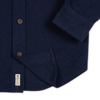 BOYS Navy Organic Flannel Shirt with Elbow Patches