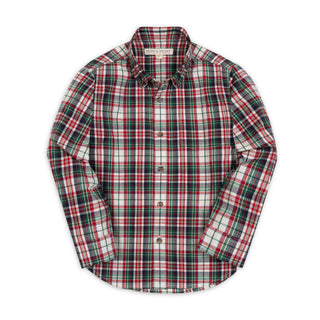 BOYS Multi Holiday Tartan Organic Stretch Poplin Shirt