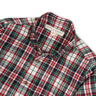 BOYS Multi Holiday Tartan Organic Stretch Poplin Shirt