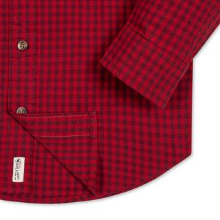 BOYS Red Gingham Organic Stretch Poplin Shirt