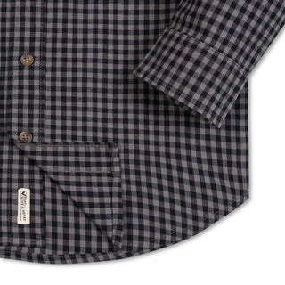 BOYS Black Gingham Organic Stretch Poplin Shirt