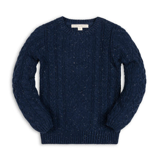 BOYS Navy Fleck Organic Fisherman Sweater