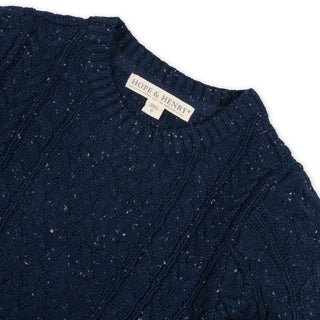 BOYS Navy Fleck Organic Fisherman Sweater
