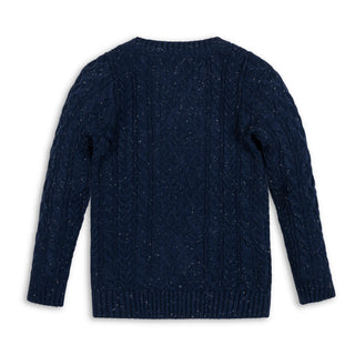 BOYS Navy Fleck Organic Fisherman Sweater