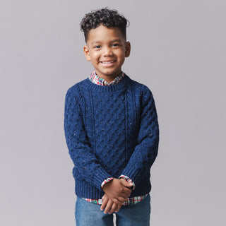 BOYS Navy Fleck Organic Fisherman Sweater