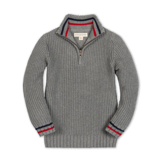 BOYS Dark Gray Heather Organic Half Zip Sweater