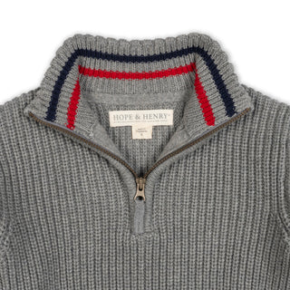 BOYS Dark Gray Heather Organic Half Zip Sweater